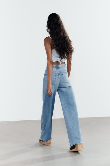 HIGH-WAIST TRF WIDE-LEG CROSSOVER WAIST JEANS - Indigo by Zara - Image 5