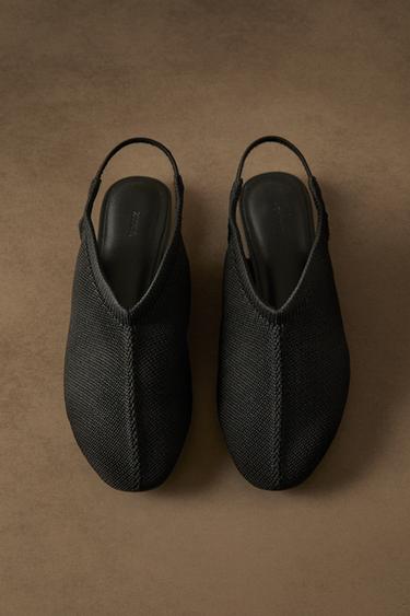 KNIT SLINGBACK BALLERINAS - Black by Zara - Image 0