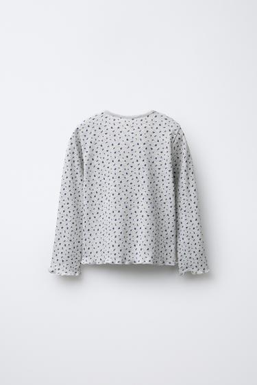 GERIPPTES T-SHIRT MIT BLUMEN- UND TIERPATCH - Grau meliert von Zara