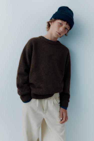 Zara SOFT WOOL KNIT SWEATER - Brown