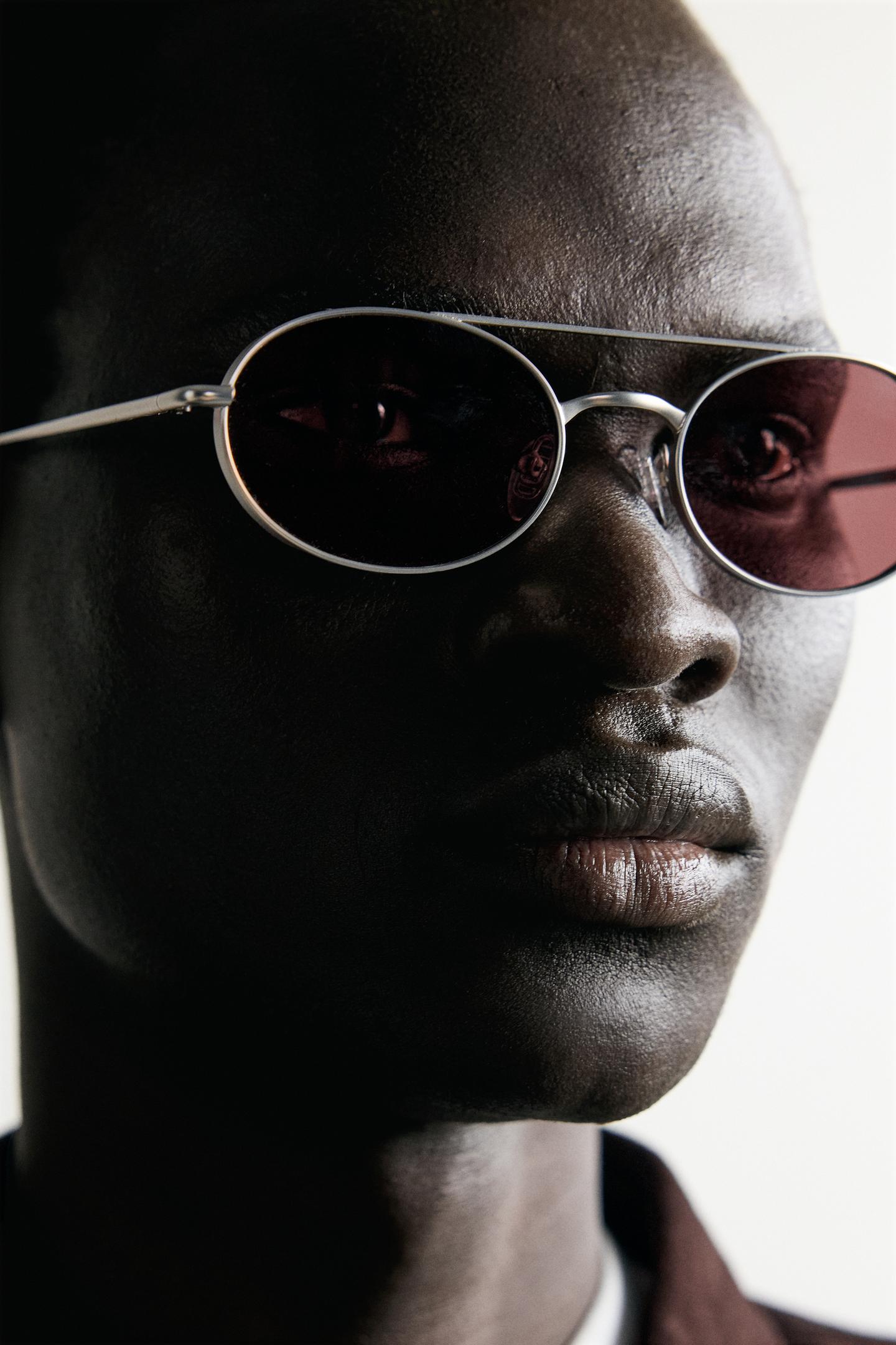 Мужские солнцезащитные очки Zara Oval Sunglasses, цвет: Матовый серебряный — фото 2