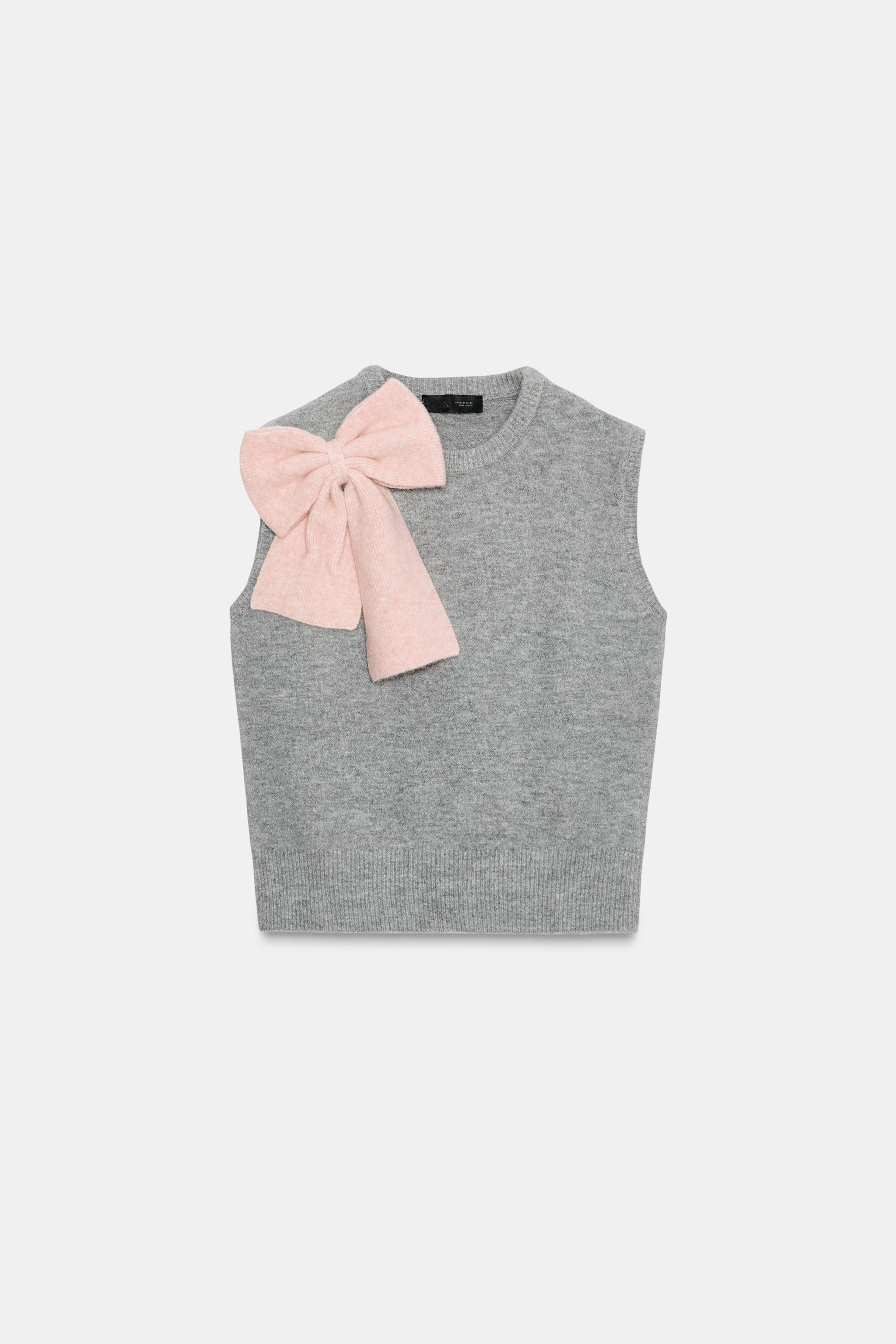 KNIT VEST TOP WITH BOW - Grey | ZARA South Africa