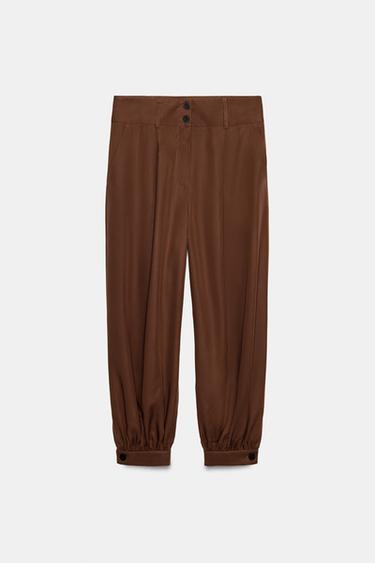 PANTALÓN BOMBACHO BOTONES - Terracota de Zara - Imagen 0