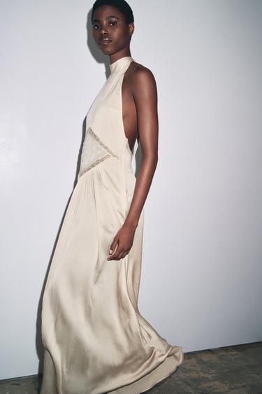 VESTIDO MIDI BORDADO - Crudo medio de Zara