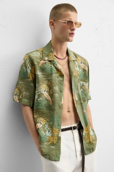 CHEMISE À IMPRIMÉ ANIMAUX - Kaki clair de Zara - Image 5