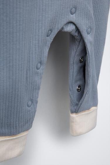 0-18 MONTHS/ CONTRAST SLEEPSUIT - Blue / Grey by Zara - Image 3