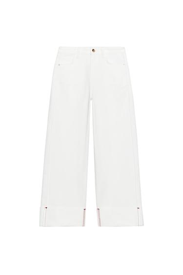 JEANS Z1975 BARREL TIRO MEDIO BAJO VUELTA - Blanco de Zara