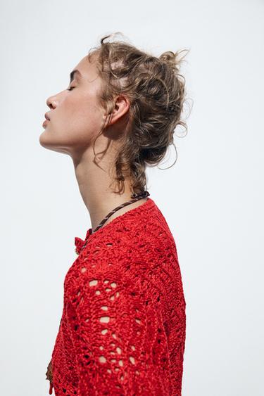 OPEN KNIT CARDIGAN - Red by Zara - Image 2