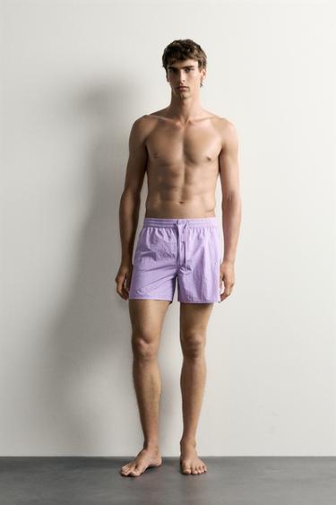 MITTELLANGE BADESHORTS MIT SCHLITZEN - Flieder von Zara - Bild 0
