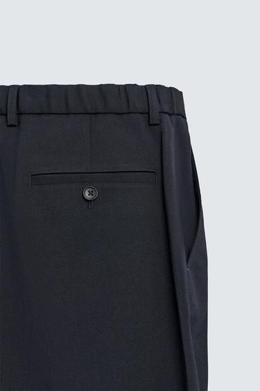 WOOL BLEND REGULAR FIT NON-IRON TROUSERS - Navy blue by Zara - Image 8