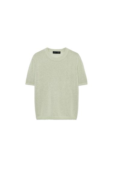 ΠΛΕΚΤΟ ΤΟΠ ΜΕ ΚΟΝΤΟ ΜΑΝΙΚΙ - Πράσινο ανοιχτό του Zara