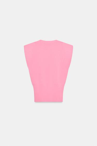 KNIT TOP WITH SHOULDER PADS - Pink by Zara - Image 7
