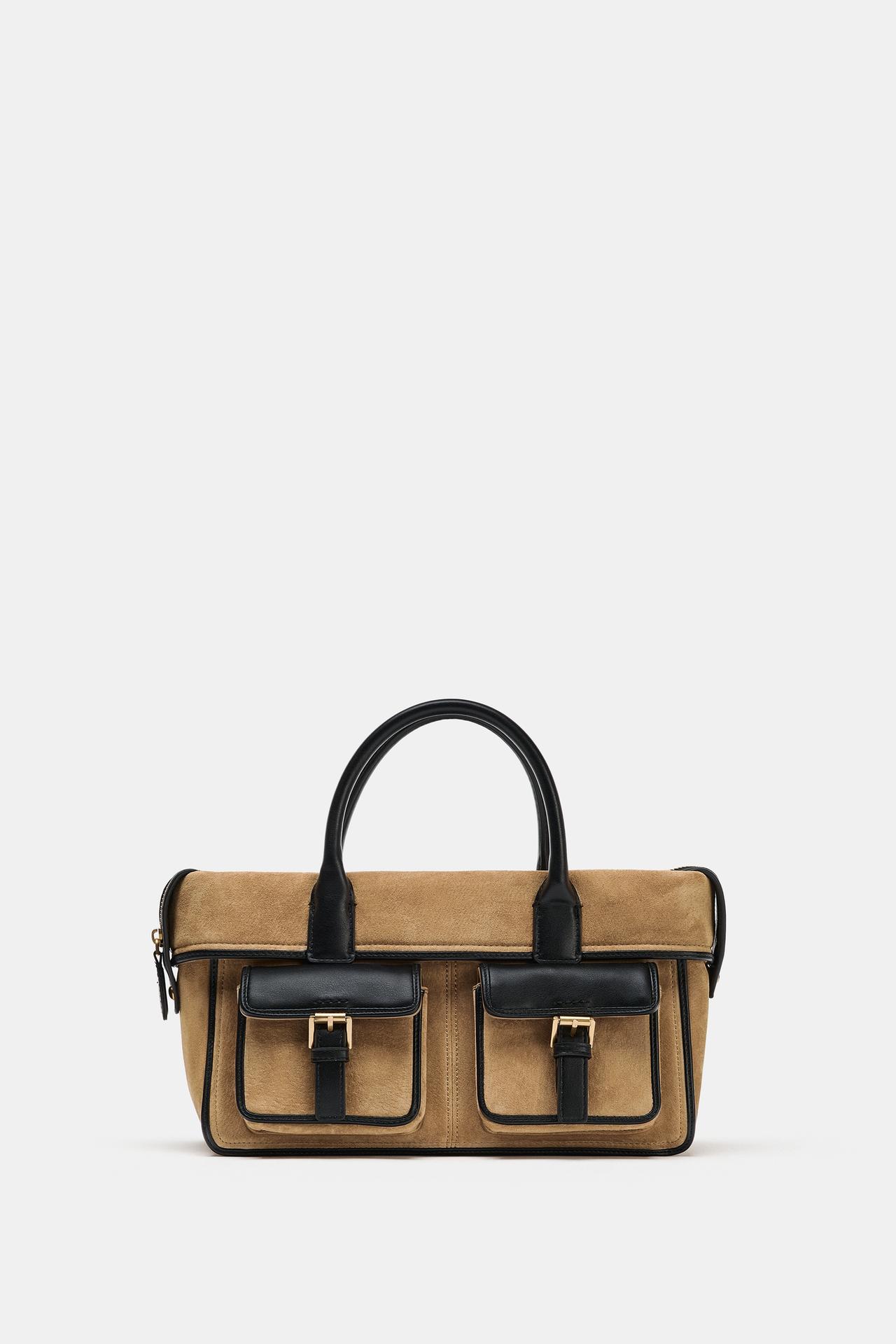 LEATHER CITY HANDBAG — SAND/BROWN