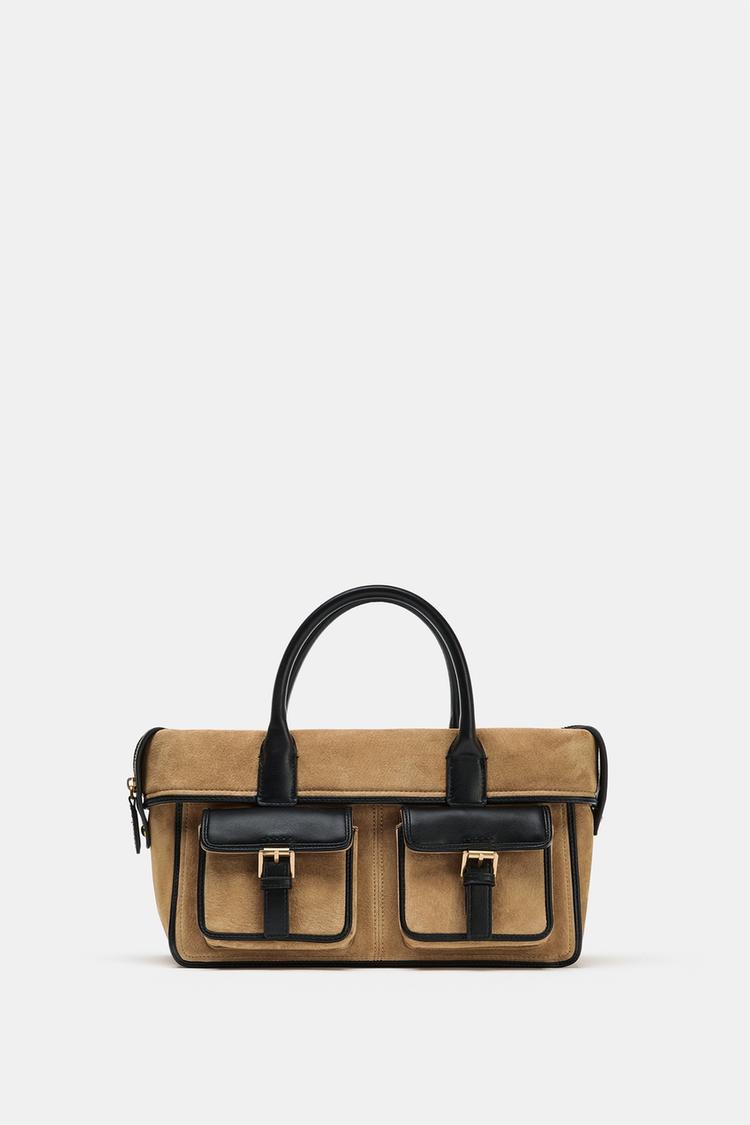 LEATHER CITY HANDBAG — SAND/BROWN