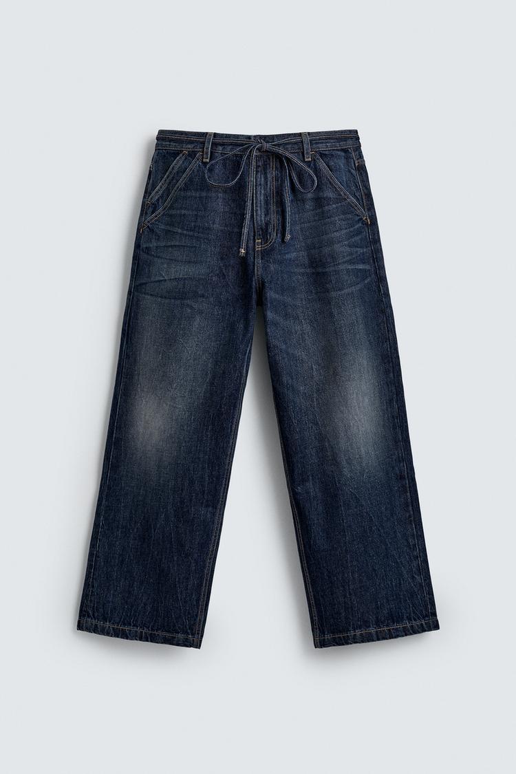 Pantalon De Jogging Zara Homme - Coupe Slim En Jean Délavé, Finition Tricotée, Entrejambe Bas, Taille XL 34