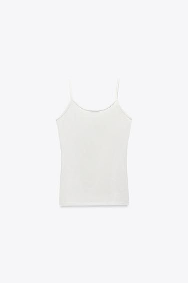 DÉBARDEUR EN POLYAMIDE À BRETELLES FINES - Écru de Zara - Image 4
