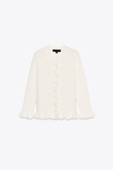 RUFFLED KNIT CARDIGAN - Ecru by Zara