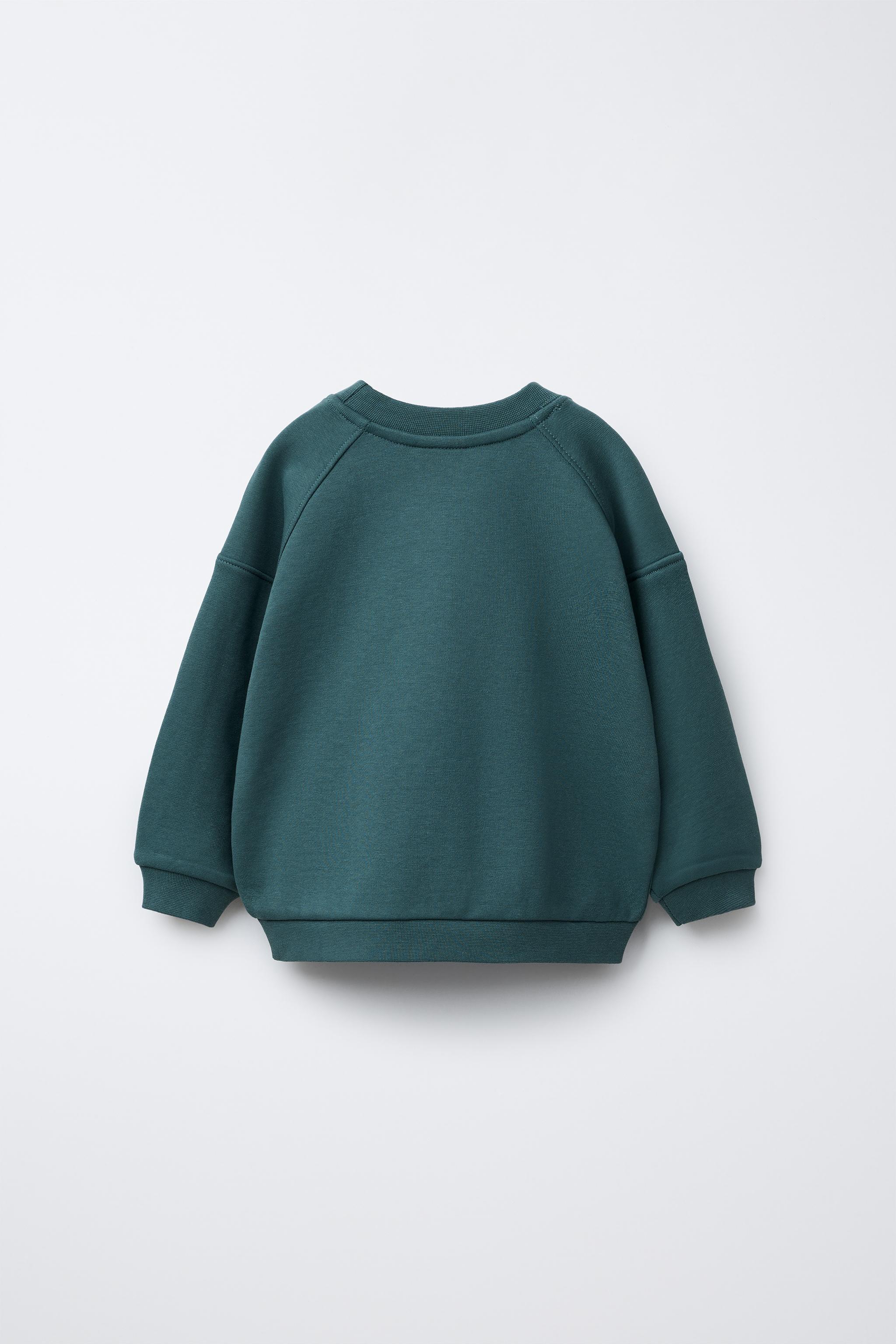 ★ドイツ発*ZARA*新作*ウォッシュドスウェット/GREEN★ ウォッシュド加工ジップアップスウェットシャツ - ライト