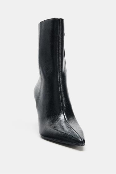 BOTTINES À TALONS CRAQUELÉES - Noir de Zara - Image 2