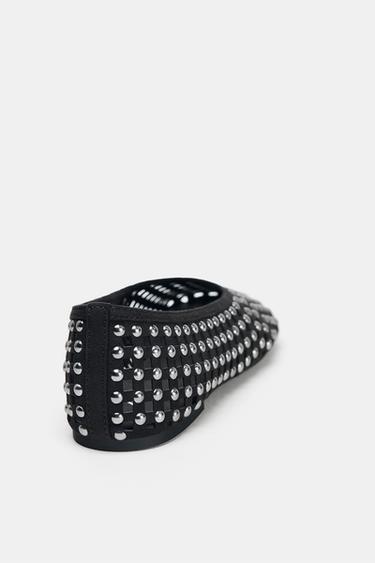 STUDDED MESH BALLERINAS - Black by Zara - Image 5