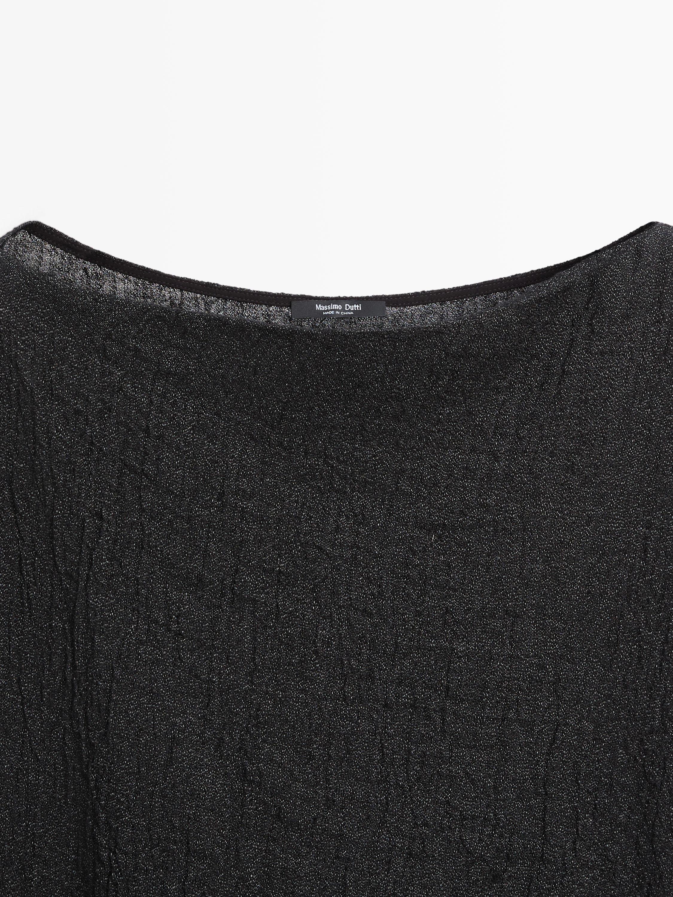 Linen midi dress with asymmetric sleeves