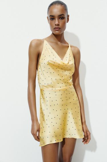 VESTIDO MINI LUNARES - Amarillo de Zara