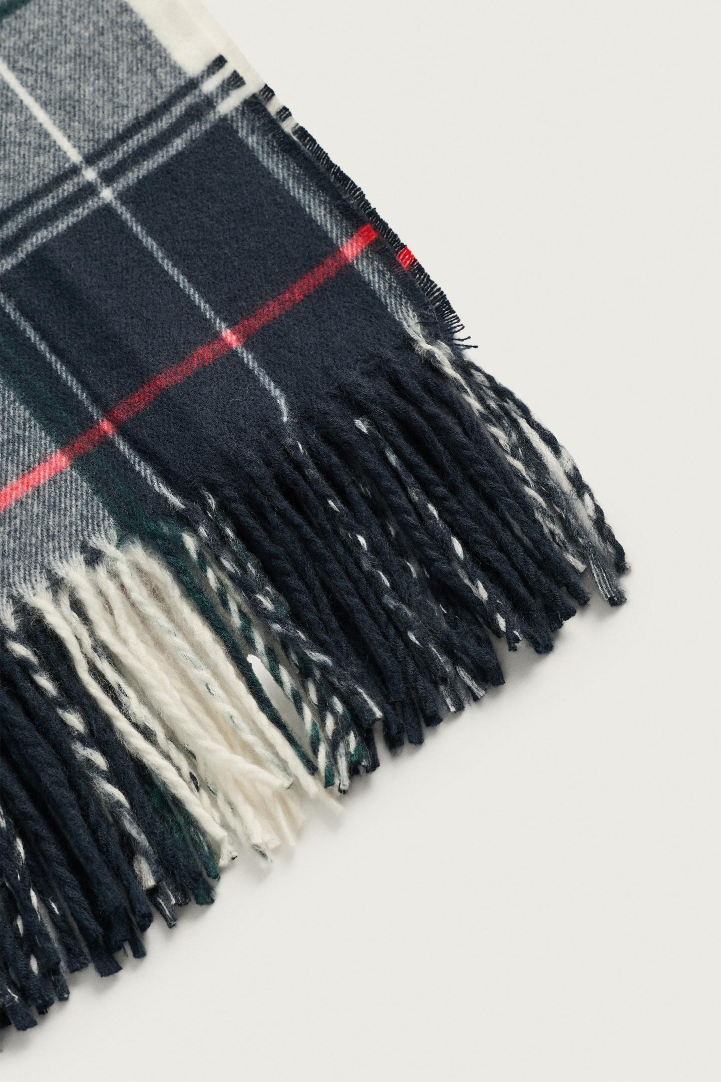 Мужской шарф Zara Plaid Color-Block, цвет: Экрю / Тёмно-синий — фото 5