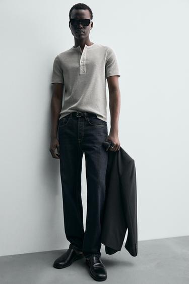 BUTTON-NECK T-SHIRT - Light grey by Zara - Image 5