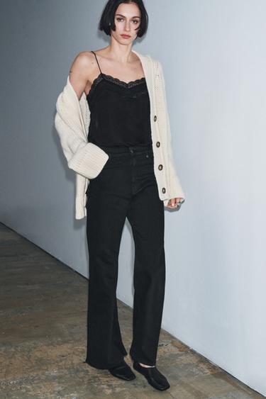 JEANS ZW COLLECTION WIDE LEG TIRO ALTO - Negro de Zara