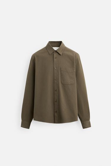 BRUSHED COTTON SHIRT - Brown / Green by Zara