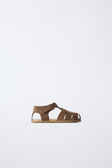 LEATHER BAREFOOT CAGE SANDALS - Brown by Zara