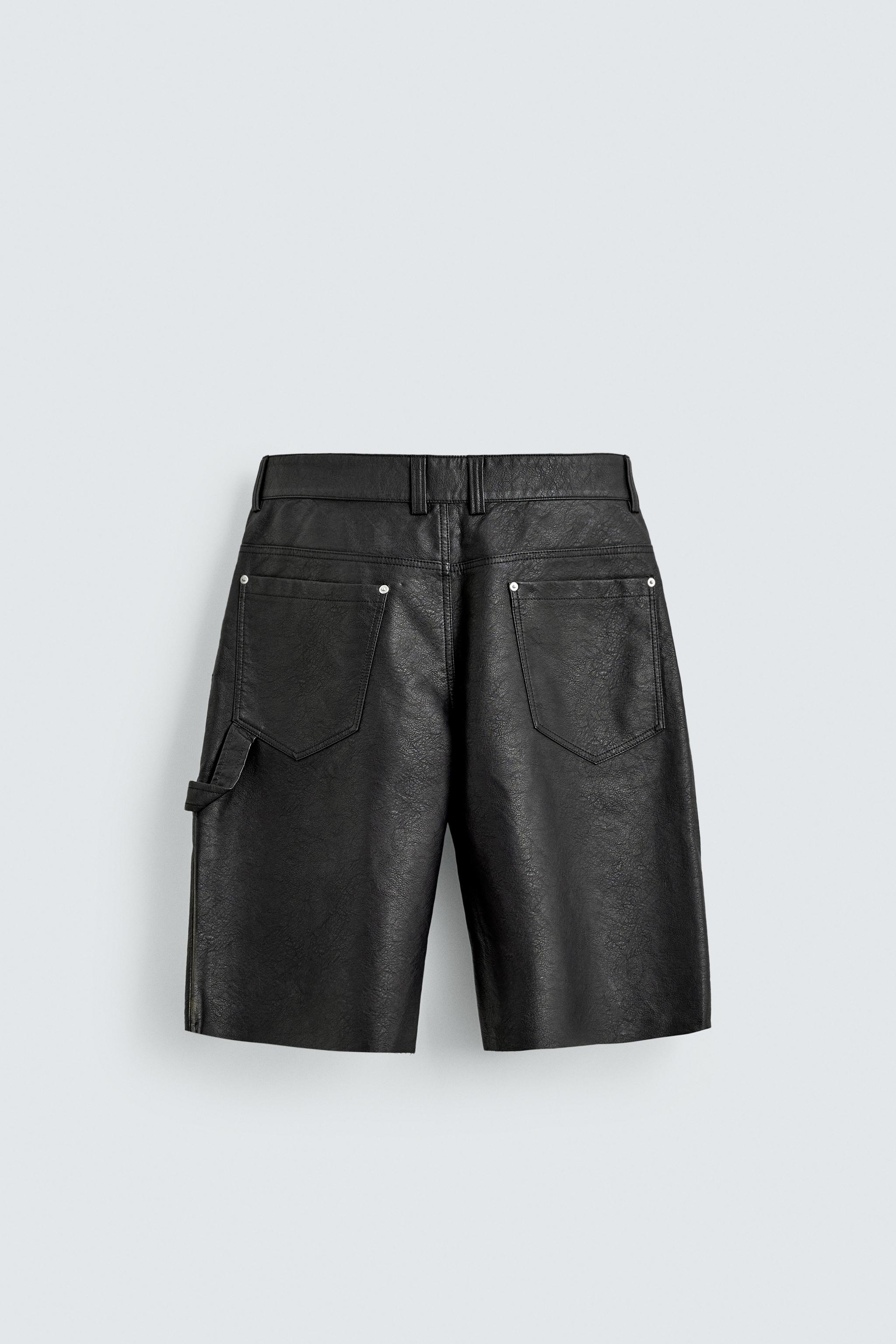 RELAXED FIT FAUX LEATHER SHORTS