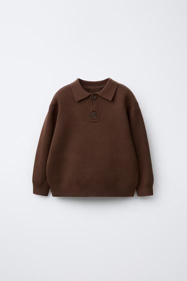 KNIT POLO SHIRT - Chocolate brown by Zara - Image 0