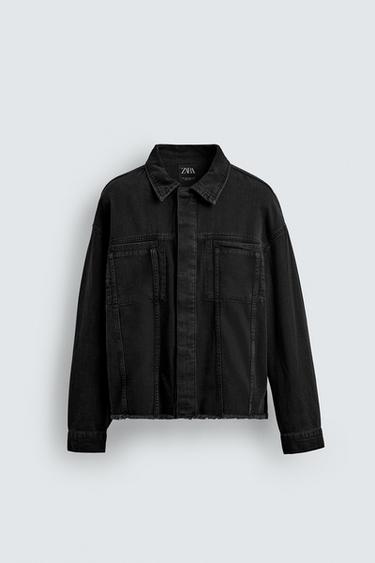 CAZADORA DENIM BOLSILLOS - Negro de Zara
