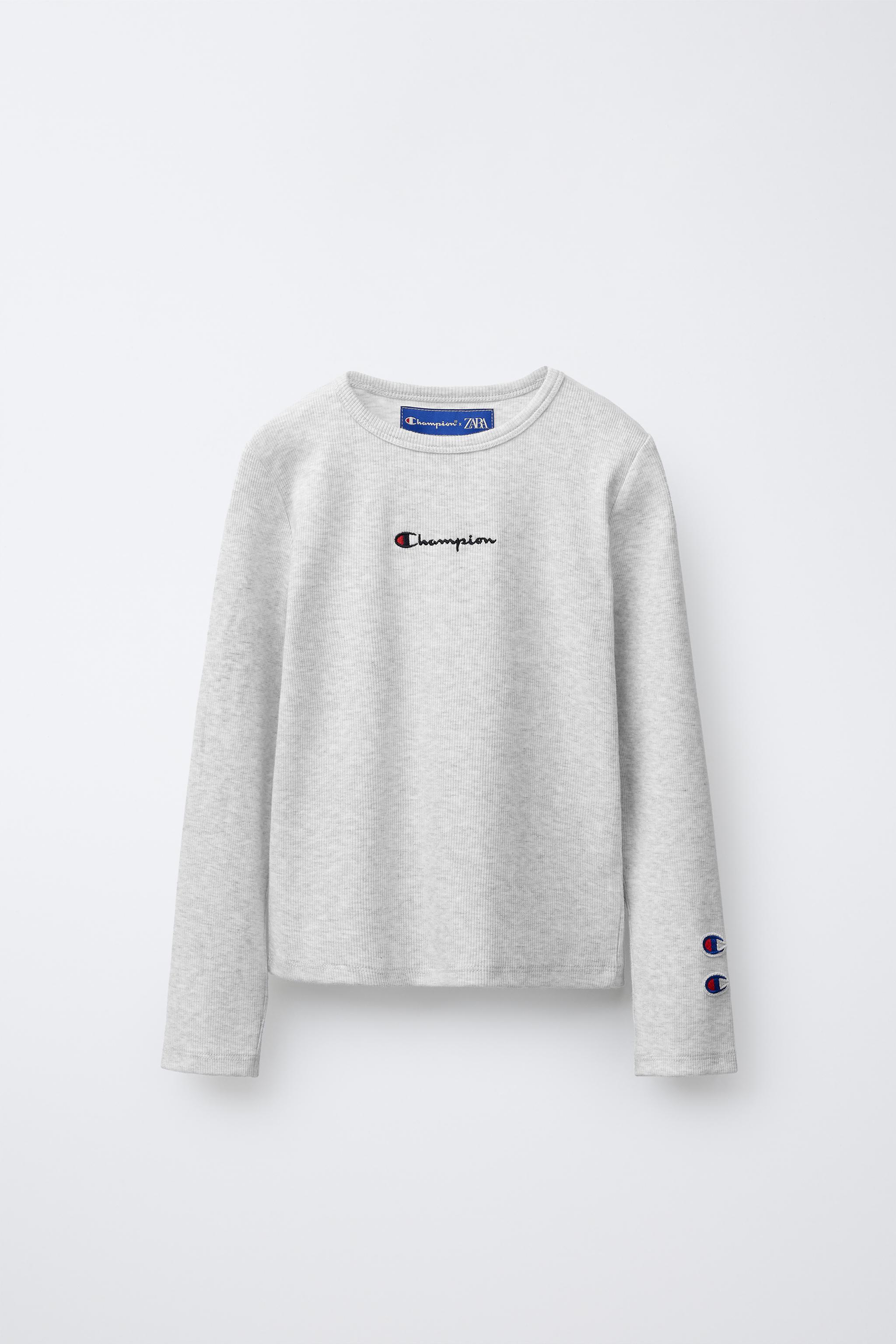 その他 ntntntnt CHAMPION ® X ZARA TEXT RIBBED T-SHIRT - Gray marl | ZARA Canada