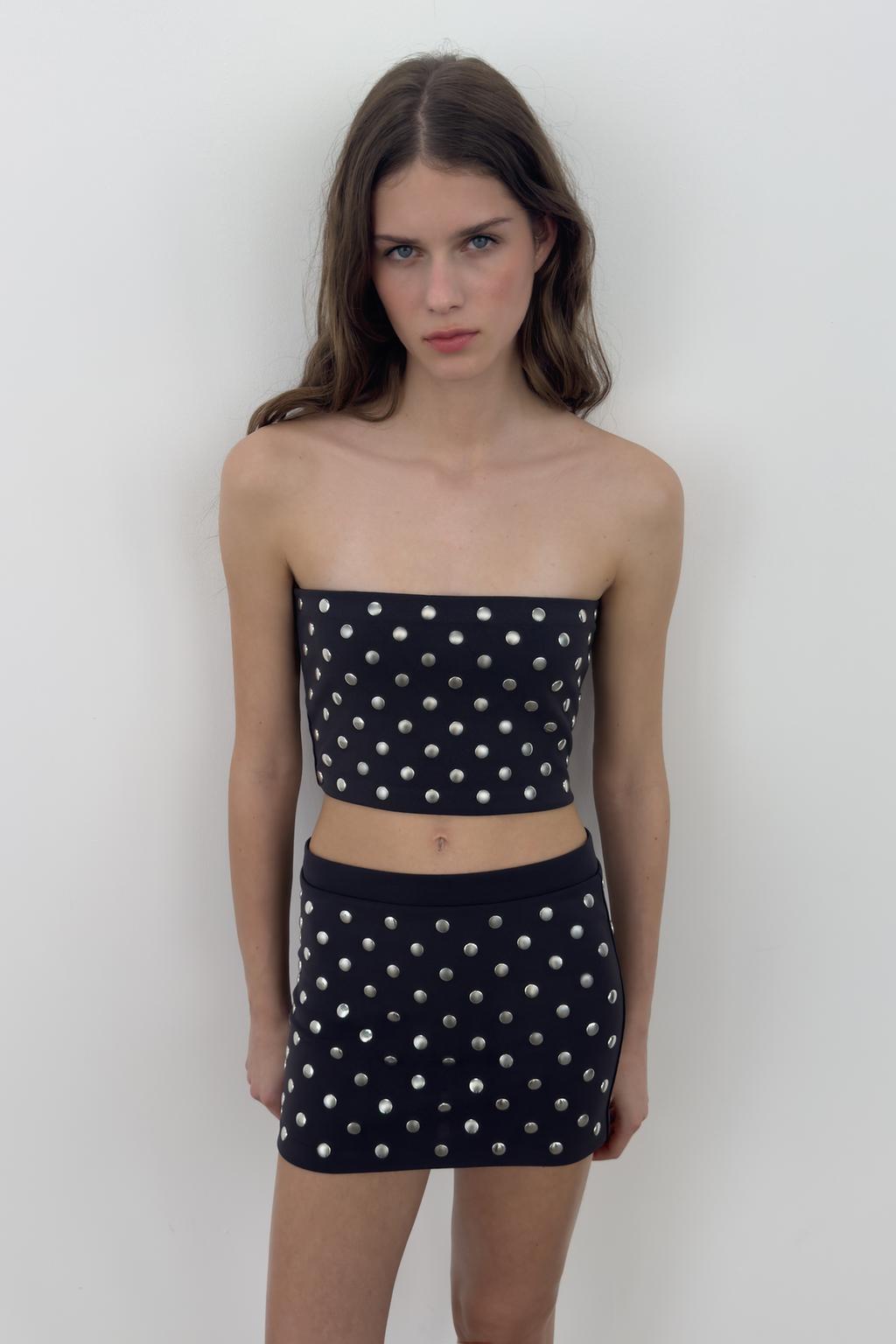 STUDDED MINI SKIRT