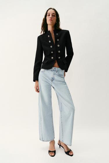 FITTED JACKET WITH BUTTONS AND SHOULDER PADS - Black by Zara - Image 0