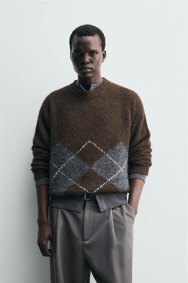 JERSEY JACQUARD ROMBOS - Marrón de Zara