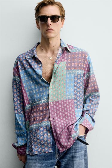 RELAXED FIT PATCHWORK PRINT SHIRT - Multicoloured by Zara - Image 4
