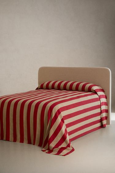 STRIPED LINEN BEDSPREAD | KATHARINE POLE — Red 2