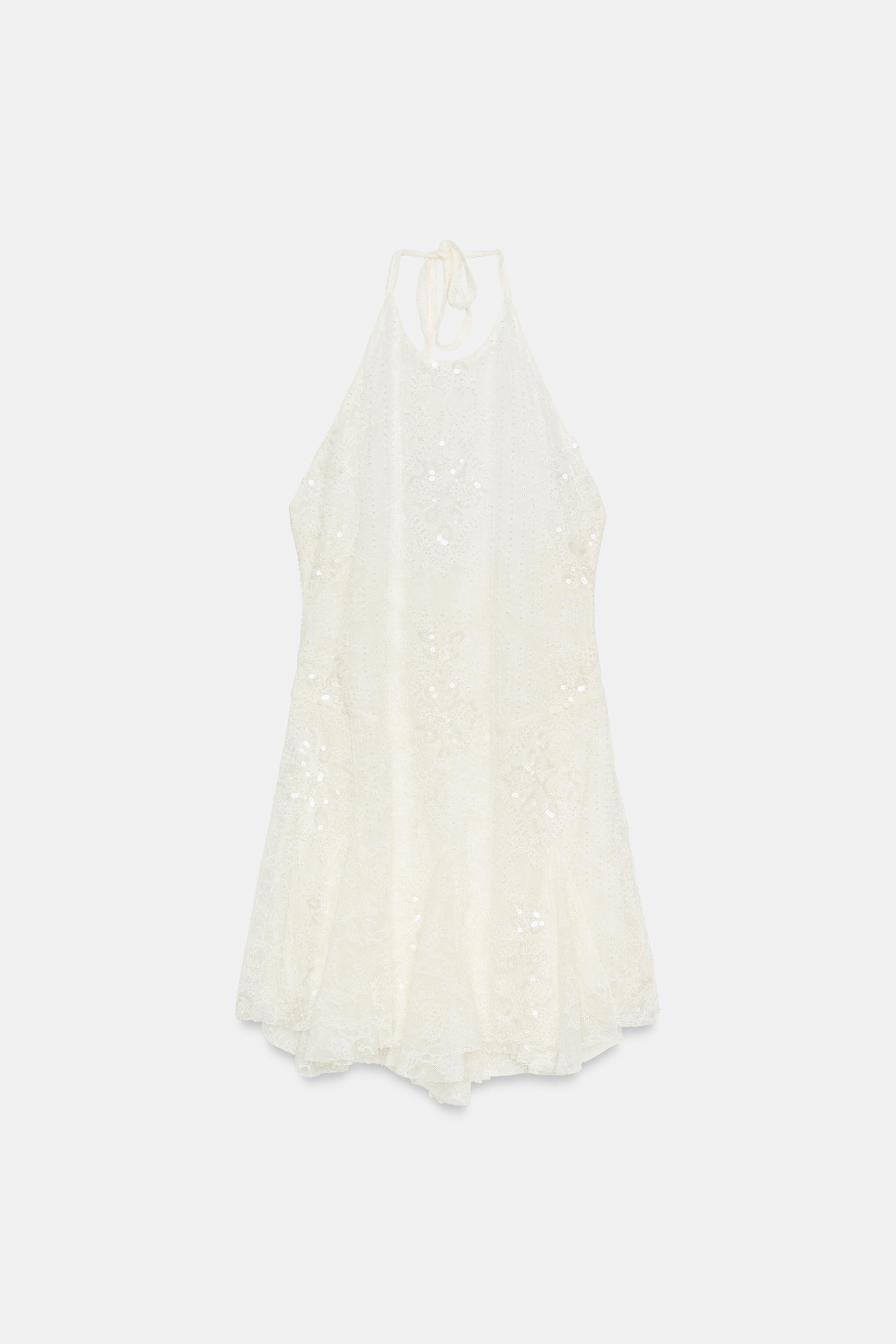 ROBE HALTER DENTELLE BRODÉE