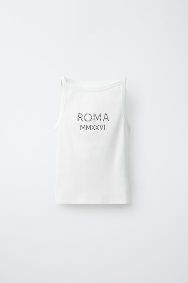 MAGLIETTA A COSTINE CON STRASS - Bianco di Zara - Immagine 0