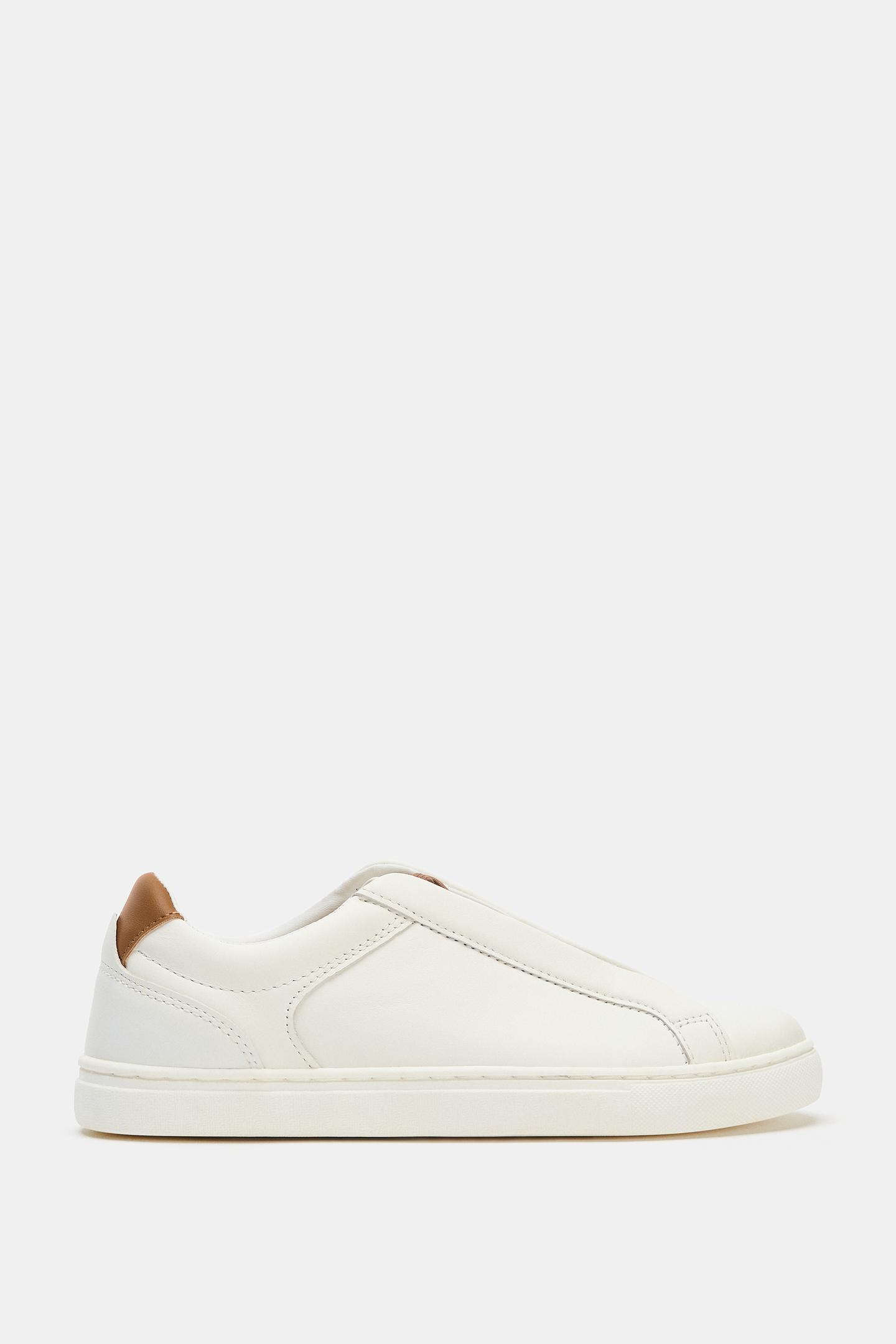 Женские кроссовки Zara Sneakers with Contrast Heel Detail, цвет: Белый