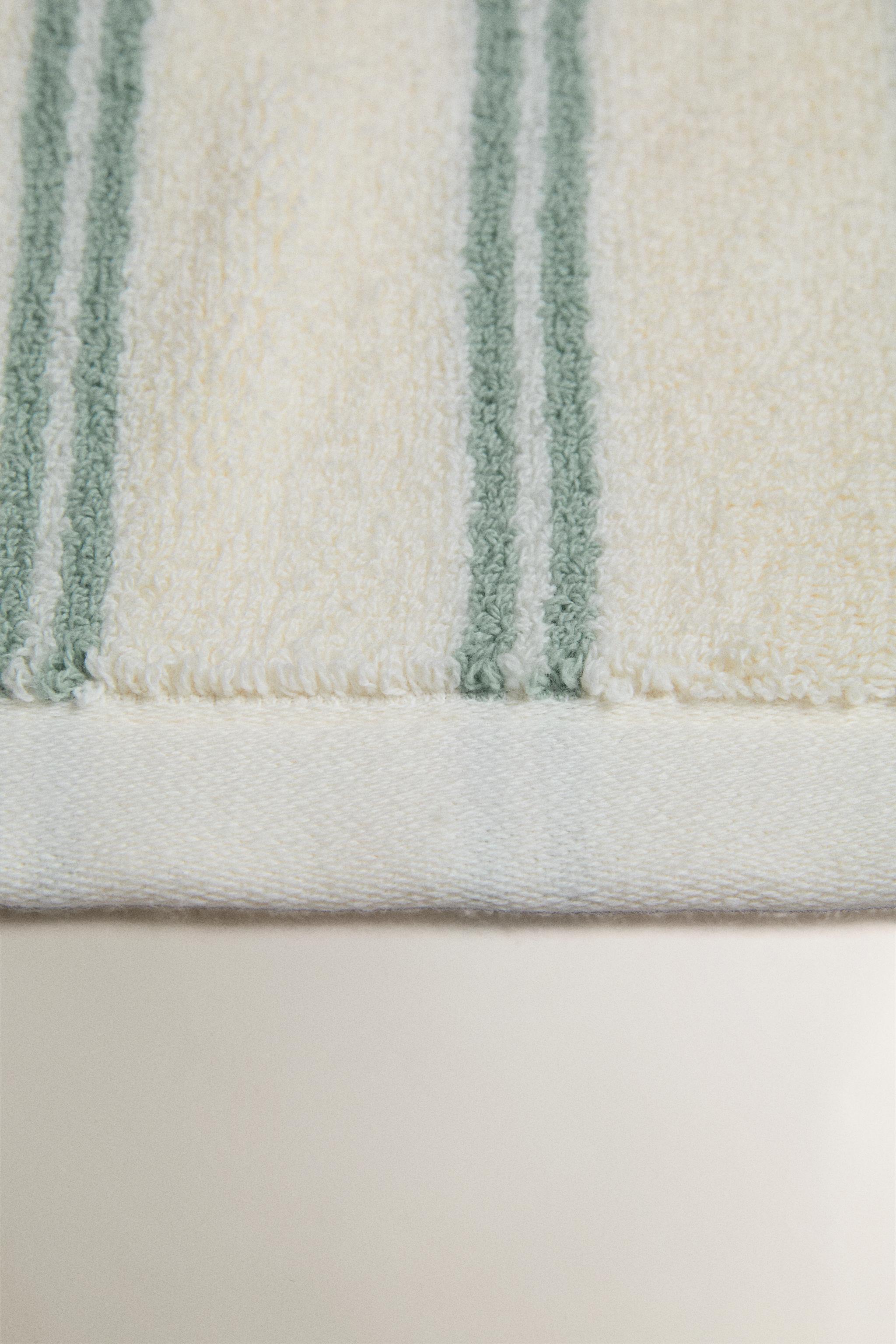DOUBLE STRIPE BATH MAT — Ecru / Green