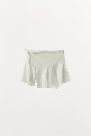 LINEN BLEND SKORT WITH VENTS - White by Zara