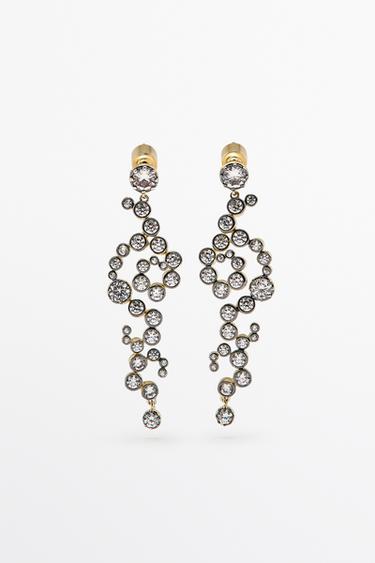 Zara Spiral rhinestone dangle earrings - Golden - Image 0