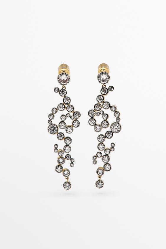 Spiral rhinestone dangle earrings from Zara - $100