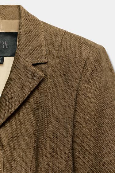 VESTE EN LIN MÉLANGÉ ZW COLLECTION - Marron de Zara - Image 7
