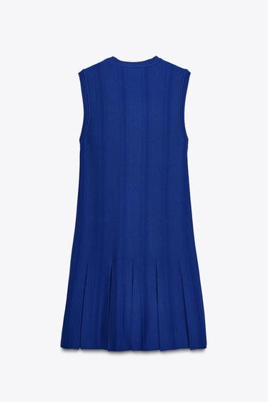 ROBE EN MAILLE À PLIS PLATS - Bleu roi de Zara - Image 6