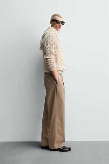 COTTON BLEND CABLE-KNIT JUMPER - Light beige by Zara - Image 3